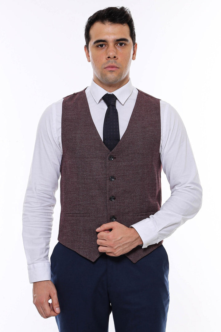 WSS Brown V Neck Men Vest  - Homestead
