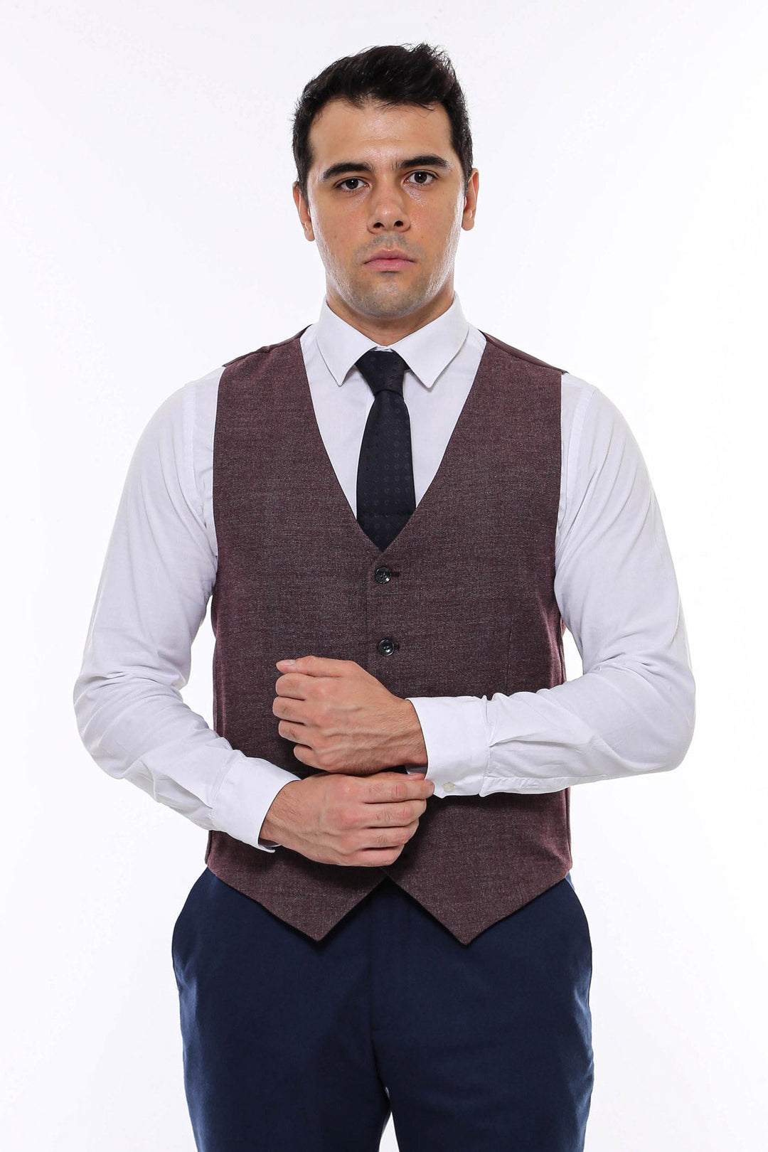WSS Brown V Neck Men Vest  - Homestead
