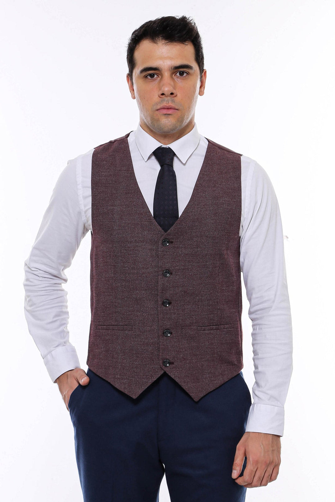 WSS Brown V Neck Men Vest  - Homestead