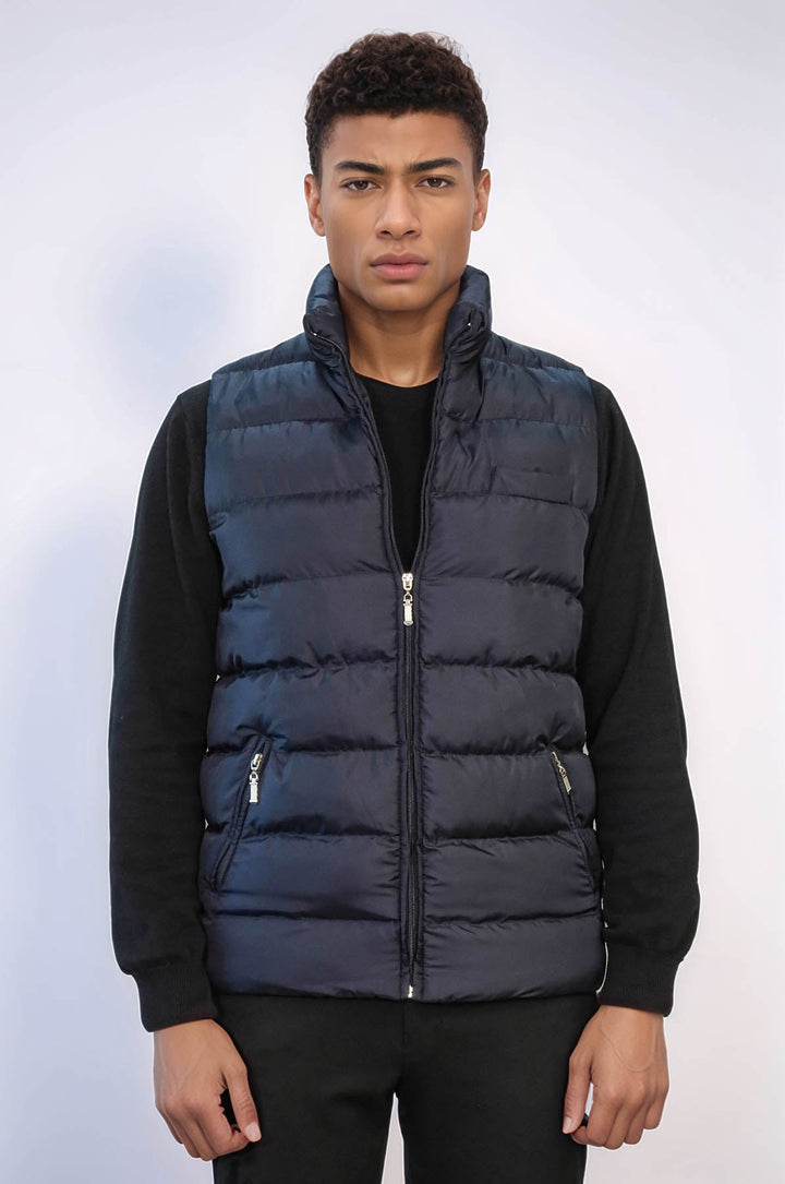 WSS Zippered Pockets Quilted Navy Blue Men Winter Down Vest  - Klaipėda