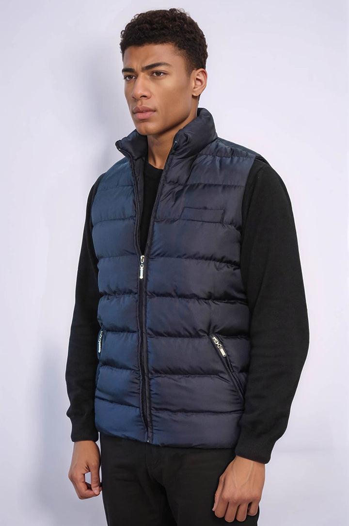 WSS Zippered Pockets Quilted Navy Blue Men Winter Down Vest  - Klaipėda