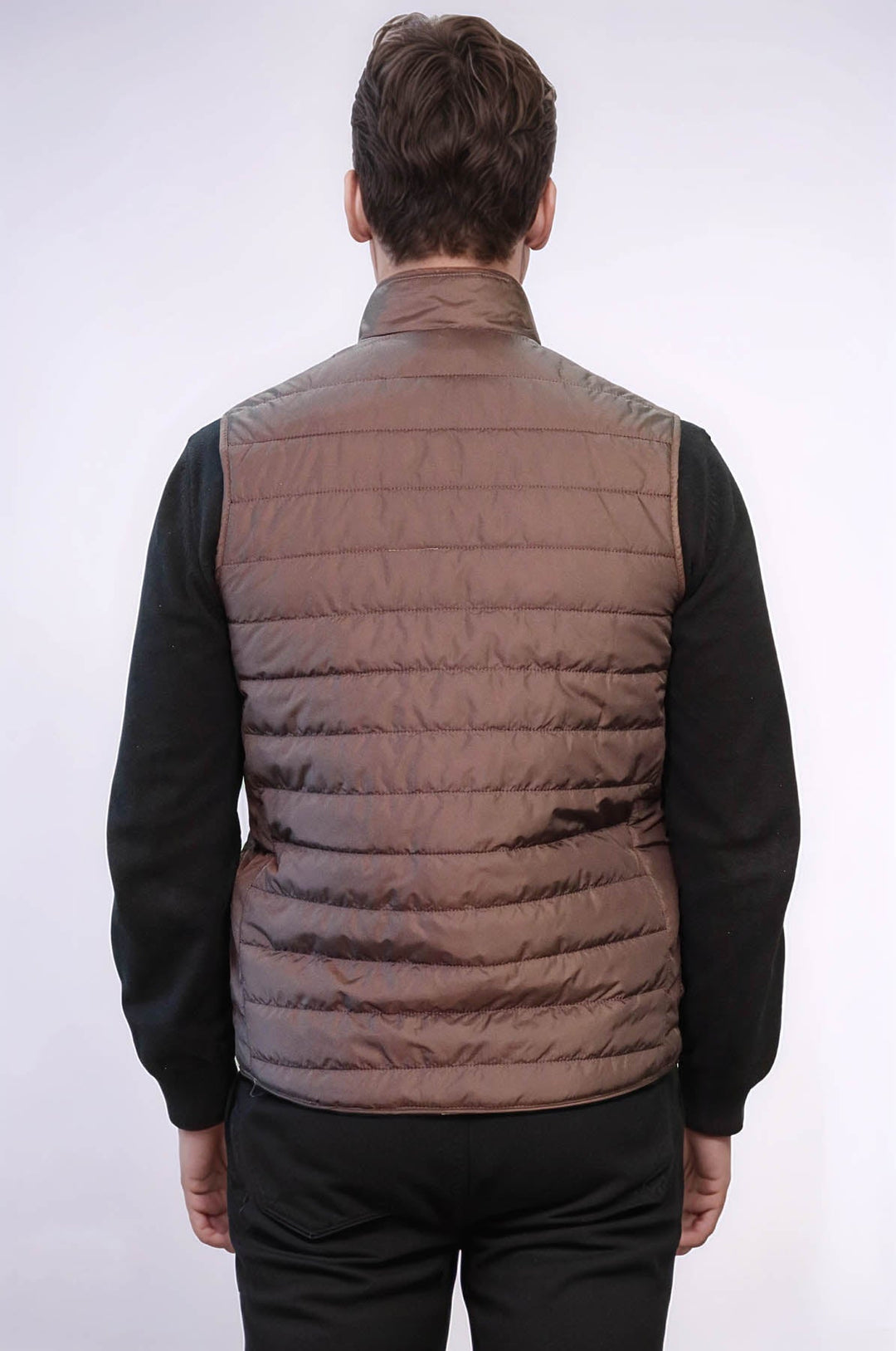 WSS Quilted Sleeveless Brown Men Down Vest  - Vienna
