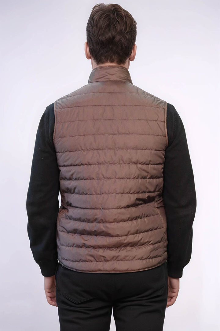 WSS Quilted Sleeveless Brown Men Down Vest  - Vienna