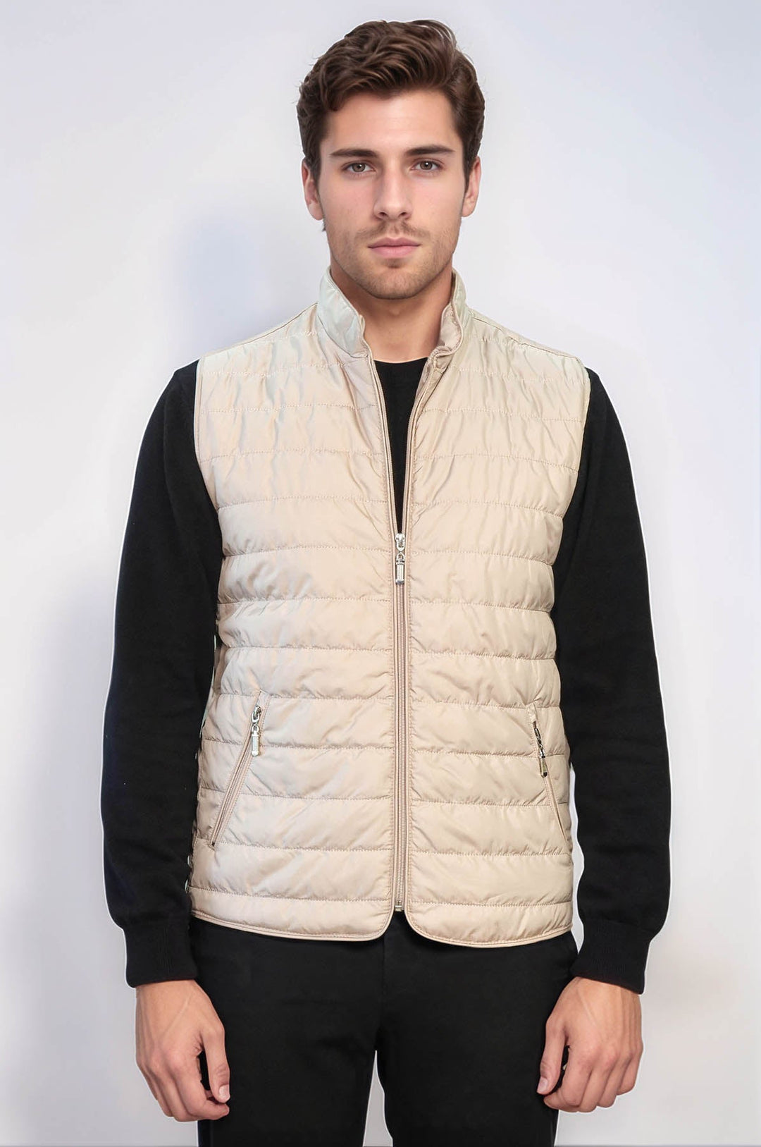 WSS Quilted Sleeveless Beige Men Down Vest  - Cinisello Balsamo