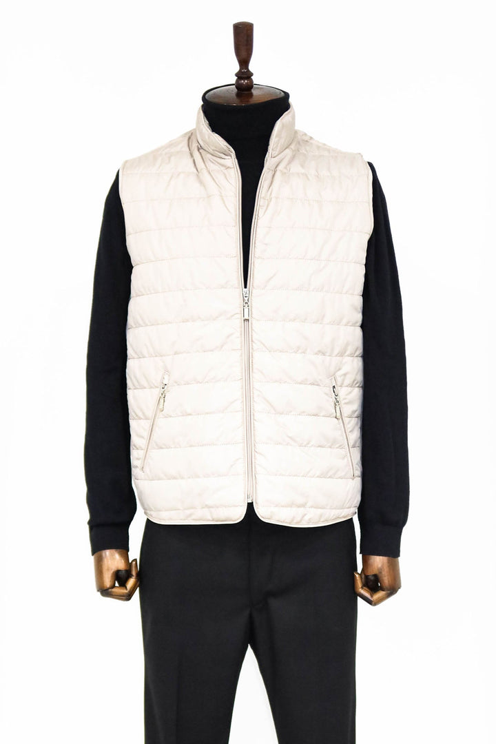 WSS Quilted Sleeveless Beige Men Down Vest  - Niederkassel