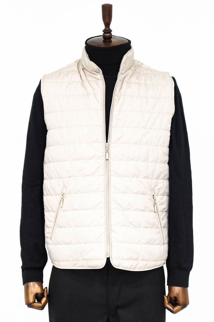 WSS Quilted Sleeveless Beige Men Down Vest  - Niederkassel