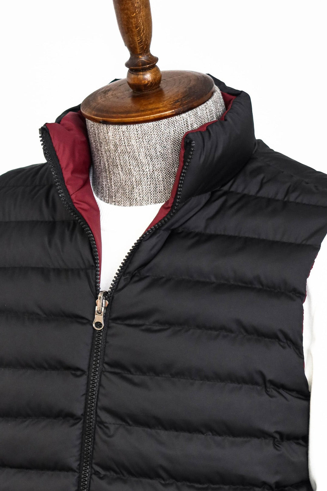 WSS Reversible Quilted Standing Collar Black Men Down Vest  - Singen