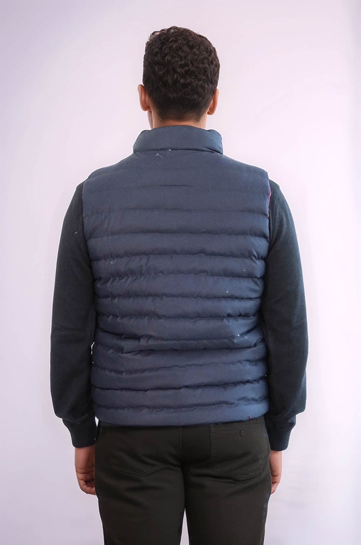 WSS Reversible Quilted Standing Collar Navy Blue Men Down Vest  - Dunfermline