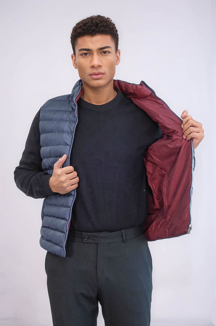 WSS Reversible Puffer Sax Blue Men Down Vest  - Montijo