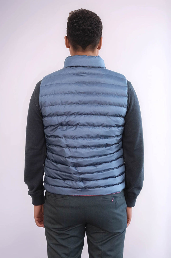 WSS Reversible Puffer Sax Blue Men Down Vest  - Montijo