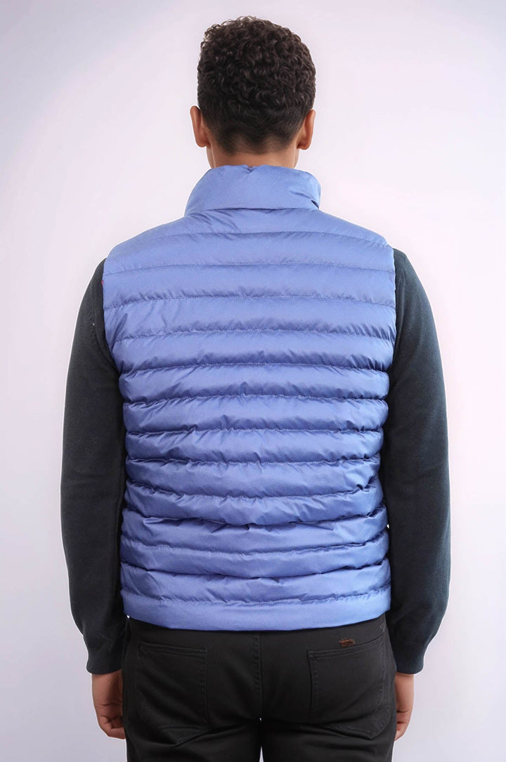 WSS Reversible Quilted Standing Collar Indigo Blue Men Down Vest  - Ocala