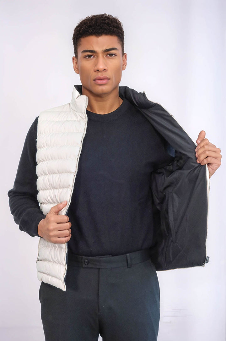 WSS Reversible Puffer Cream Men Down Vest  - Toms River