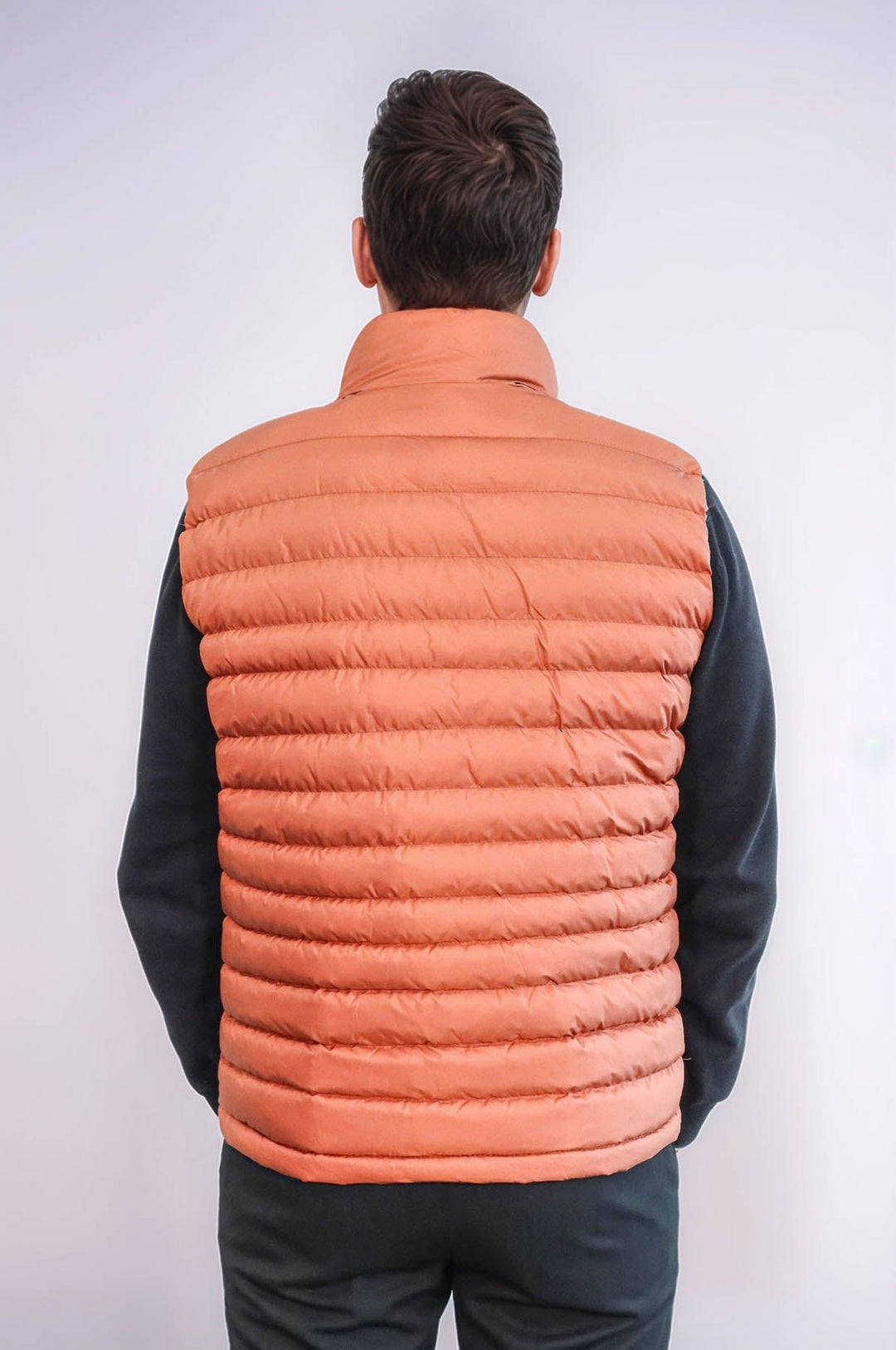 WSS Quilted Zippered Orange Men Down Vest  - Park Ridge