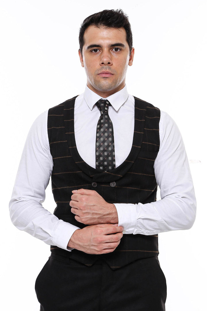 WSS Black Men Vest Pants Set  - Germantown