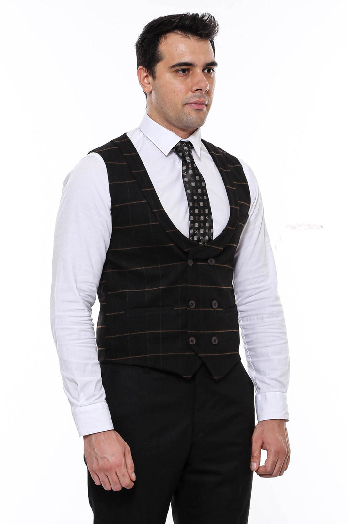 WSS Black Men Vest Pants Set  - Germantown