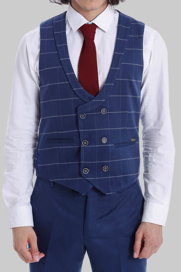 WSS Checked Vest Plain Pants Men Set  - Weymouth