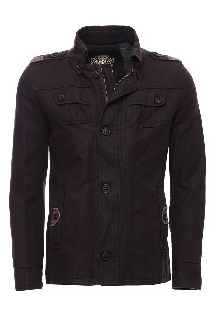 WSS Epaulette 4 Pockets Washed Brown Coat- - Saratoga Springs