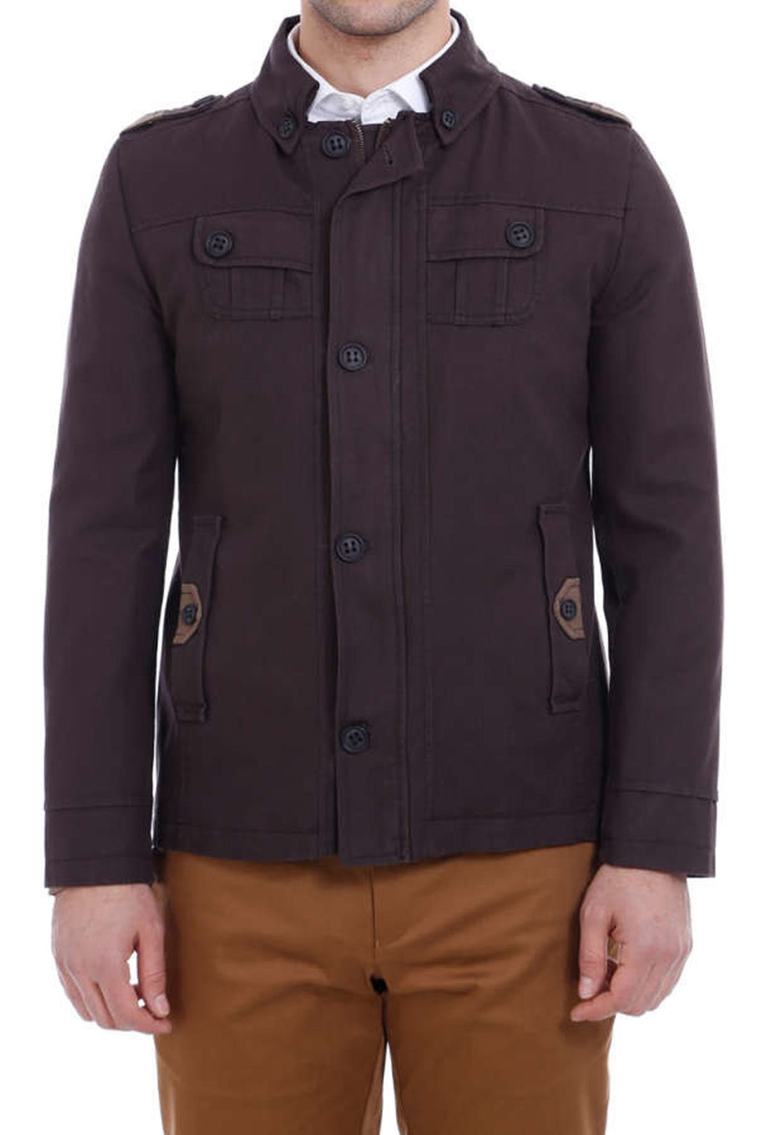 WSS Epaulette 4 Pockets Washed Brown Coat- - Saratoga Springs