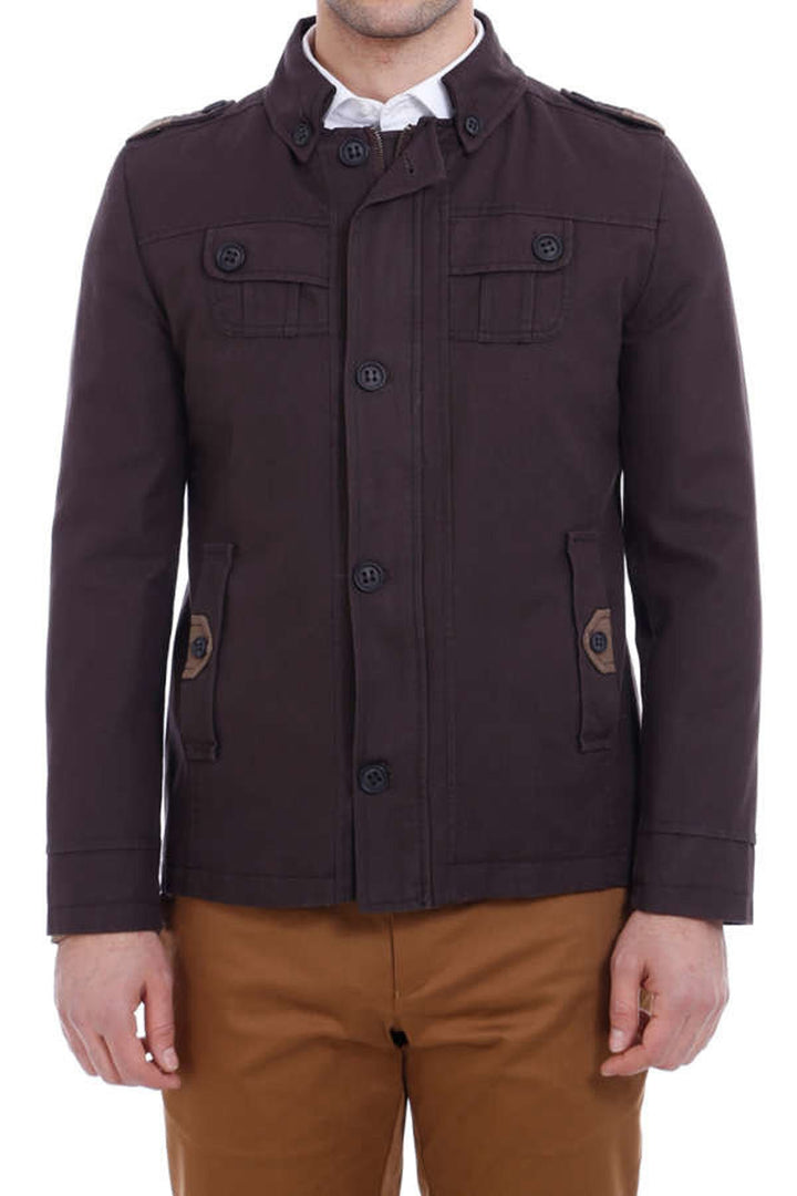 WSS Epaulette 4 Pockets Washed Brown Coat- - Saratoga Springs