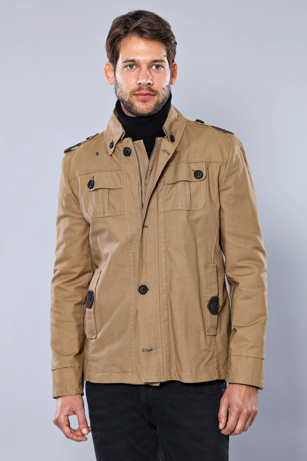 WSS Epaulette 4 Pockets Washed Beige Coat- - Campobasso
