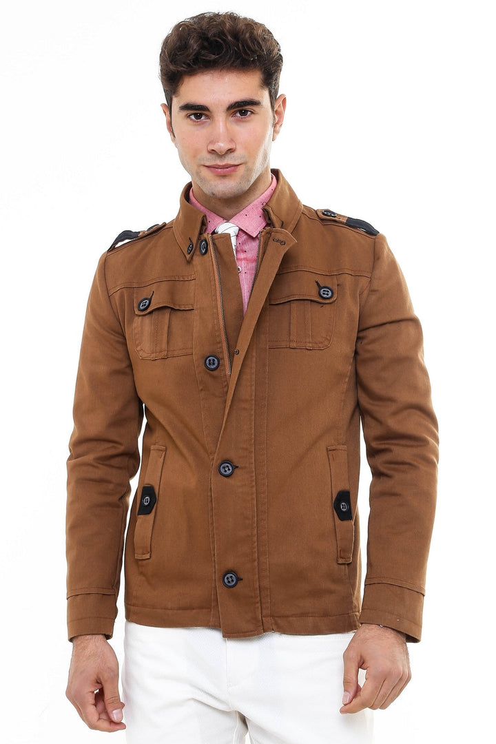 WSS Epaulette 4 Pockets Washed Tan Coat- - Amadora