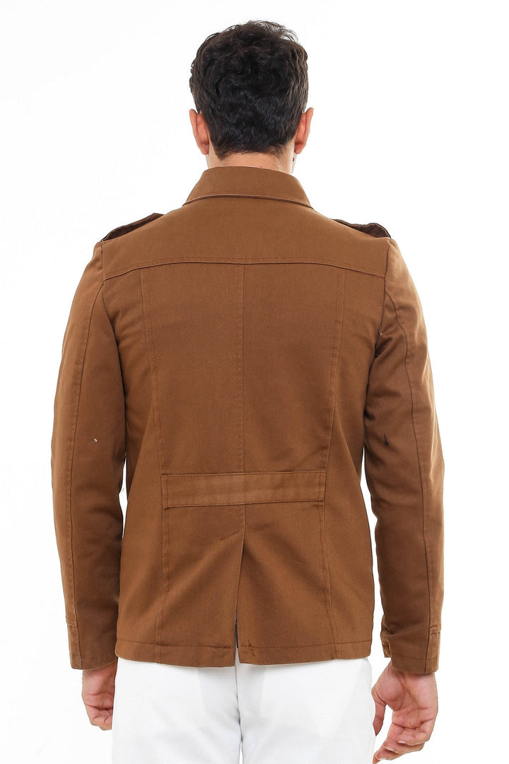 WSS Epaulette 4 Pockets Washed Tan Coat- - Amadora