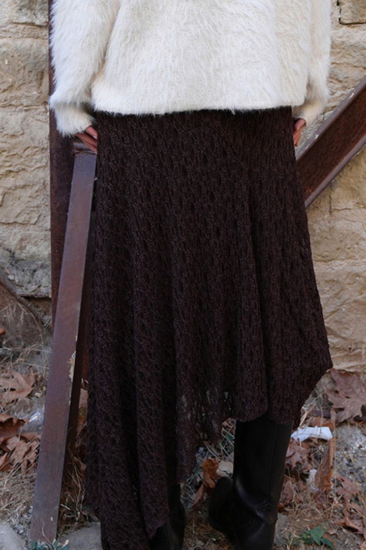 Bitter Coffee Asymmetric Cut Lace Skirt Lined Inside BCHZCK-251260 - Neuilly-sur-Marne