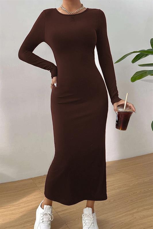 MDX Bitter Coffee Basic Half Fisherman Long Sleeve Dress MG1947 - ’s-Hertogenbosch