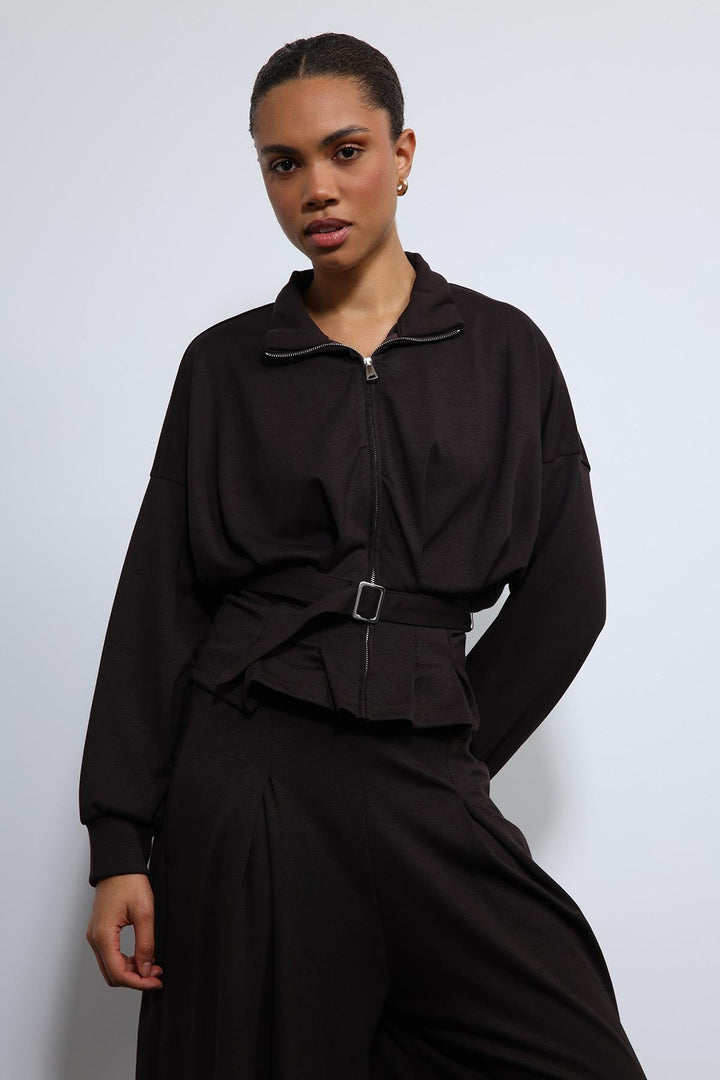 ANT Antioch Acı Kahve Bel Kemerli Geniş Paça Pantolonlu Takım - North Charleston