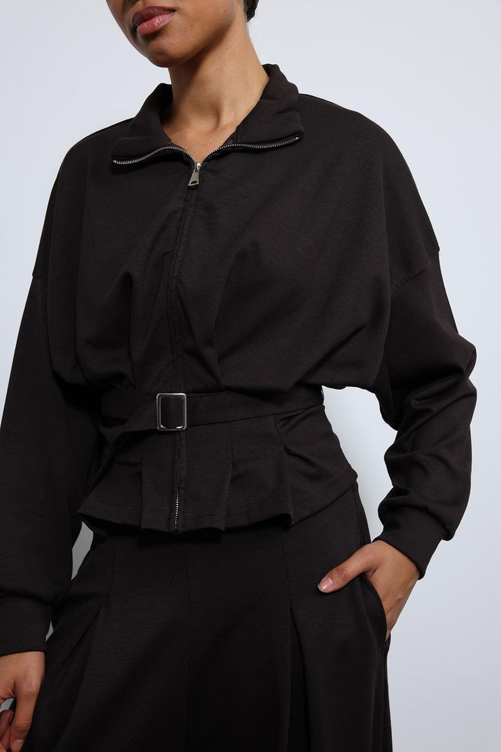 ANT Antioch Acı Kahve Bel Kemerli Geniş Paça Pantolonlu Takım - North Charleston