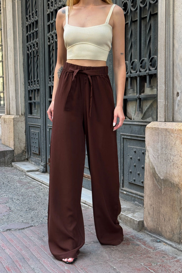 Bitter Coffee High Waisted Wide Leg Palazzo Summer Pants BCPK-2510000 - North Port
