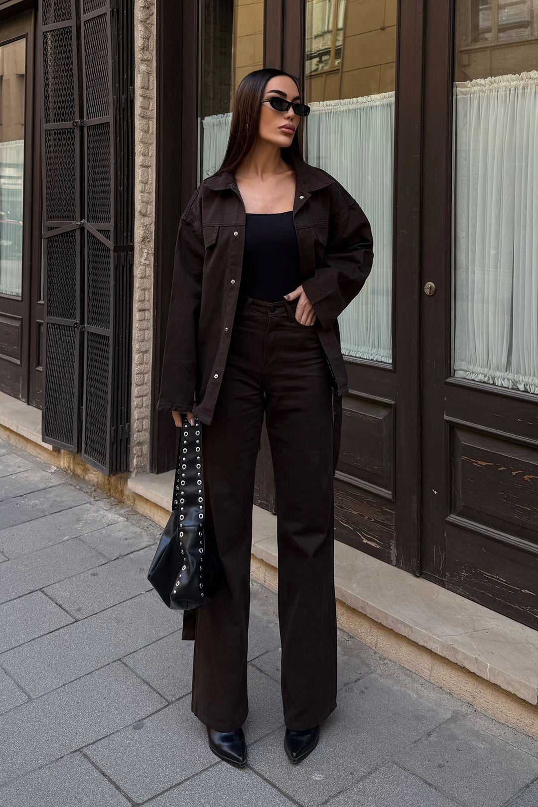 Bitter Coffee Belted Jacket and Pants Gabardine Suit BCDF-25DF4500 - Cento