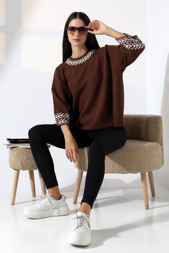 Bitter Coffee Bicycle Neck Patterned Sweater BCES-252038 - Marcianise