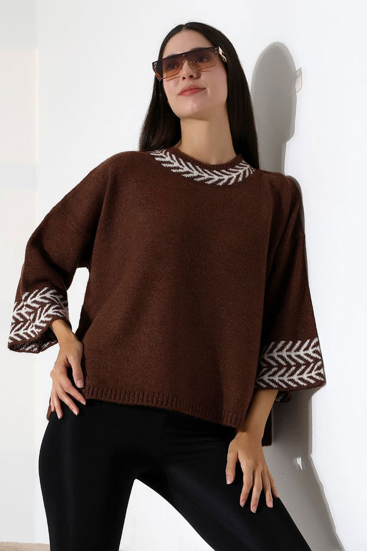 Bitter Coffee Bicycle Neck Patterned Sweater BCES-252038 - Marcianise