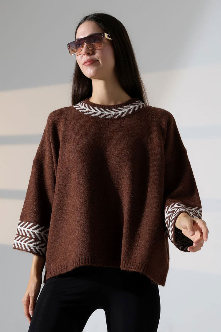 Bitter Coffee Bicycle Neck Patterned Sweater BCES-252038 - Marcianise