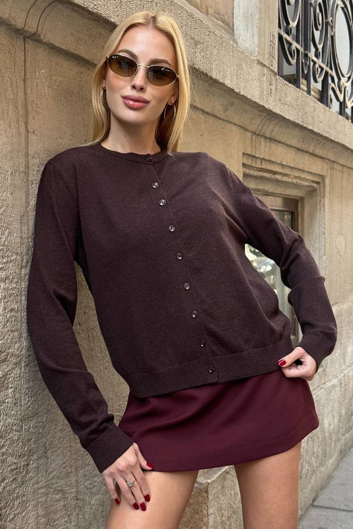BCHZCK-251267 Bitter Coffee Bicycle Neck Buttoned Cardigan Sweater - Wilmington