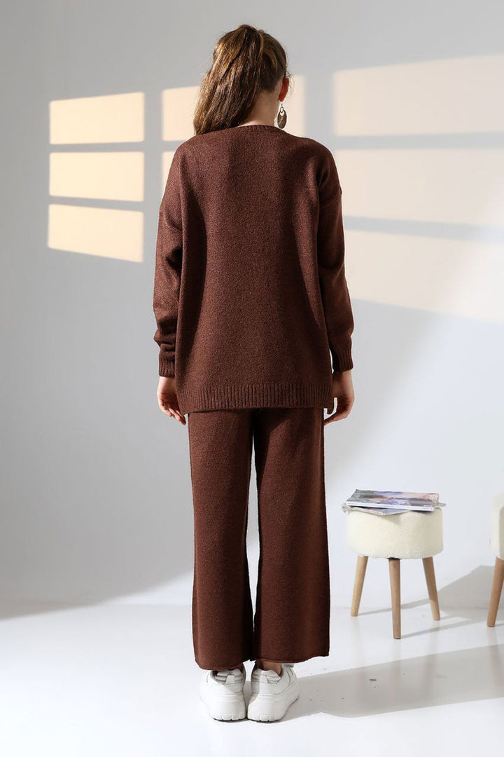 Bitter Coffee Bicycle Collar Sweater and Wide Leg Pants Top Bottom Knit Set BCES-252005 - Mérignac