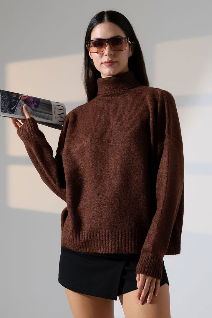 Bitter Coffee Turtleneck Soft Textured Knit Sweater BCES-252023 - Rochester