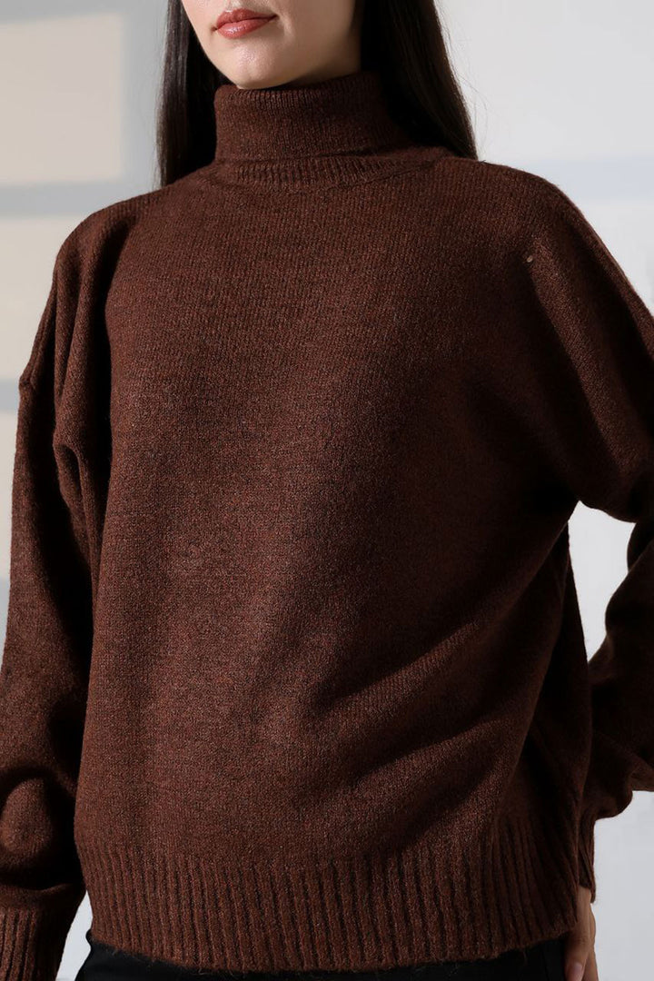 Bitter Coffee Turtleneck Soft Textured Knit Sweater BCES-252023 - Rochester