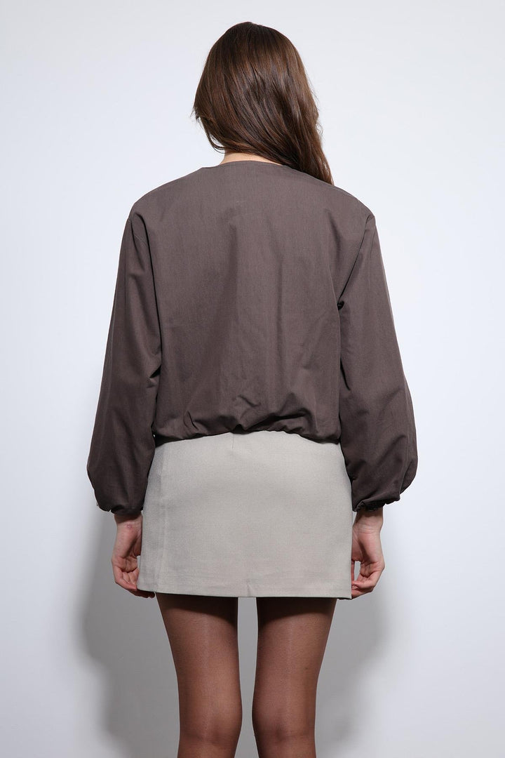 ANT Antioch Acı Kahve Crop Kadın Bomber Mont - Le Blanc-Mesnil