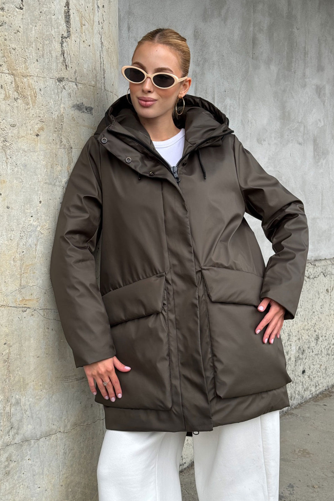 Bitter Coffee Wide Pocket Hooded Long Coat BCVL-254205 - Waco