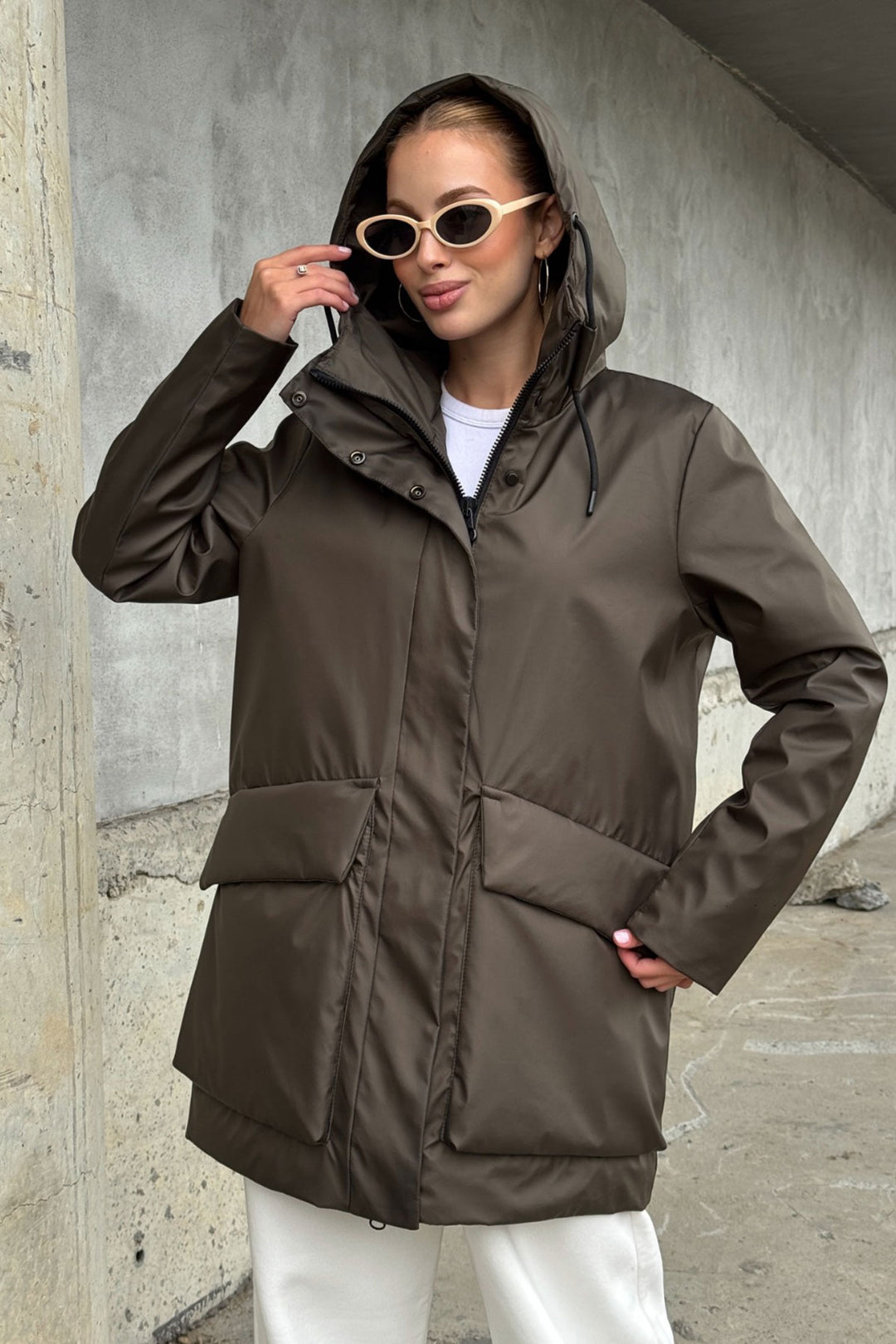 Bitter Coffee Wide Pocket Hooded Long Coat BCVL-254205 - Waco