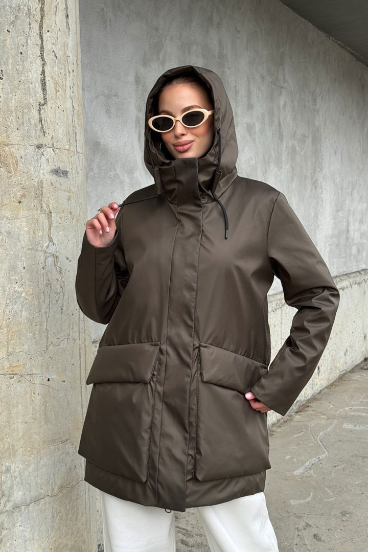 Bitter Coffee Wide Pocket Hooded Long Coat BCVL-254205 - Waco