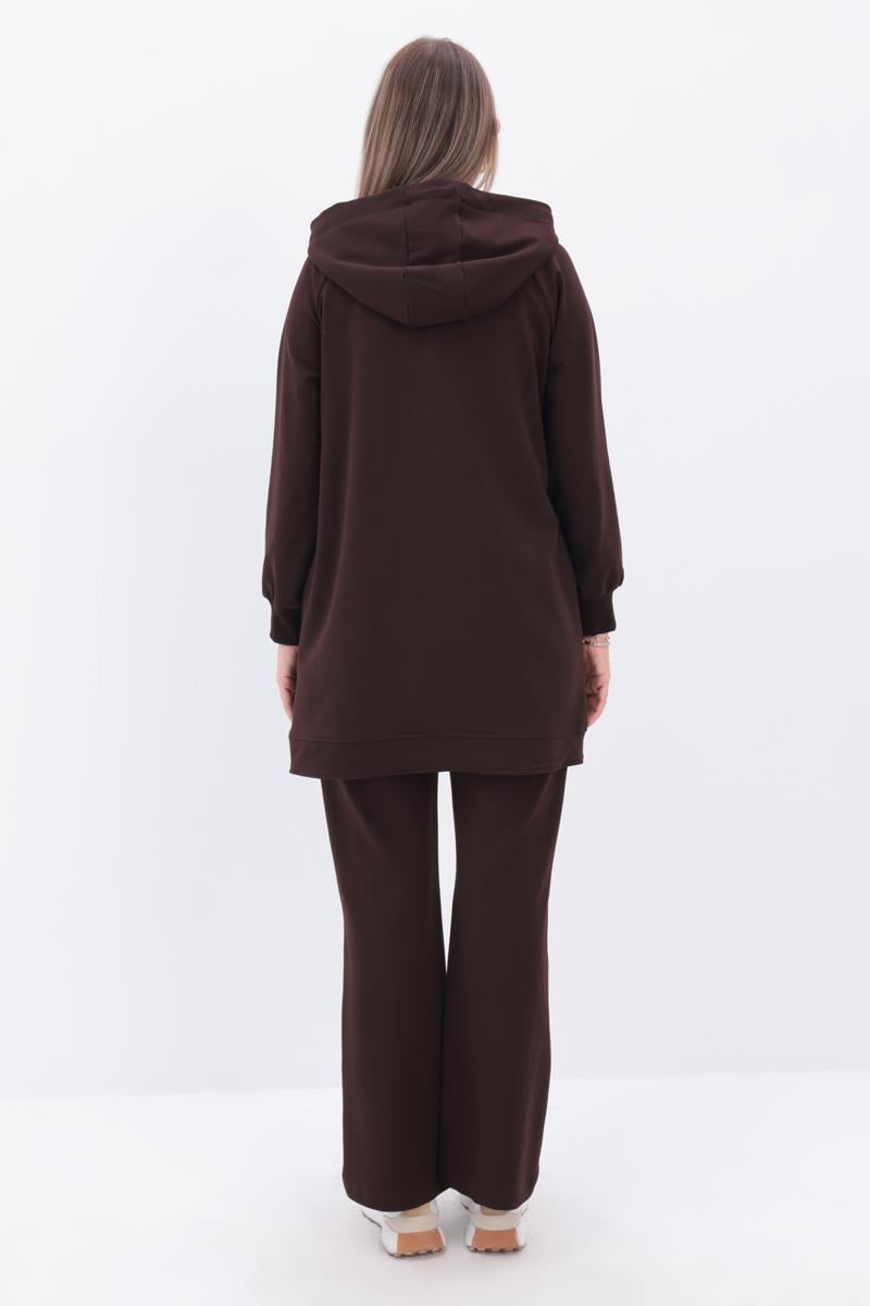 TLD Women Allday Bitter Coffee Collar Accessory Detailed Comfortable Fit Sweat Tunic - Holland