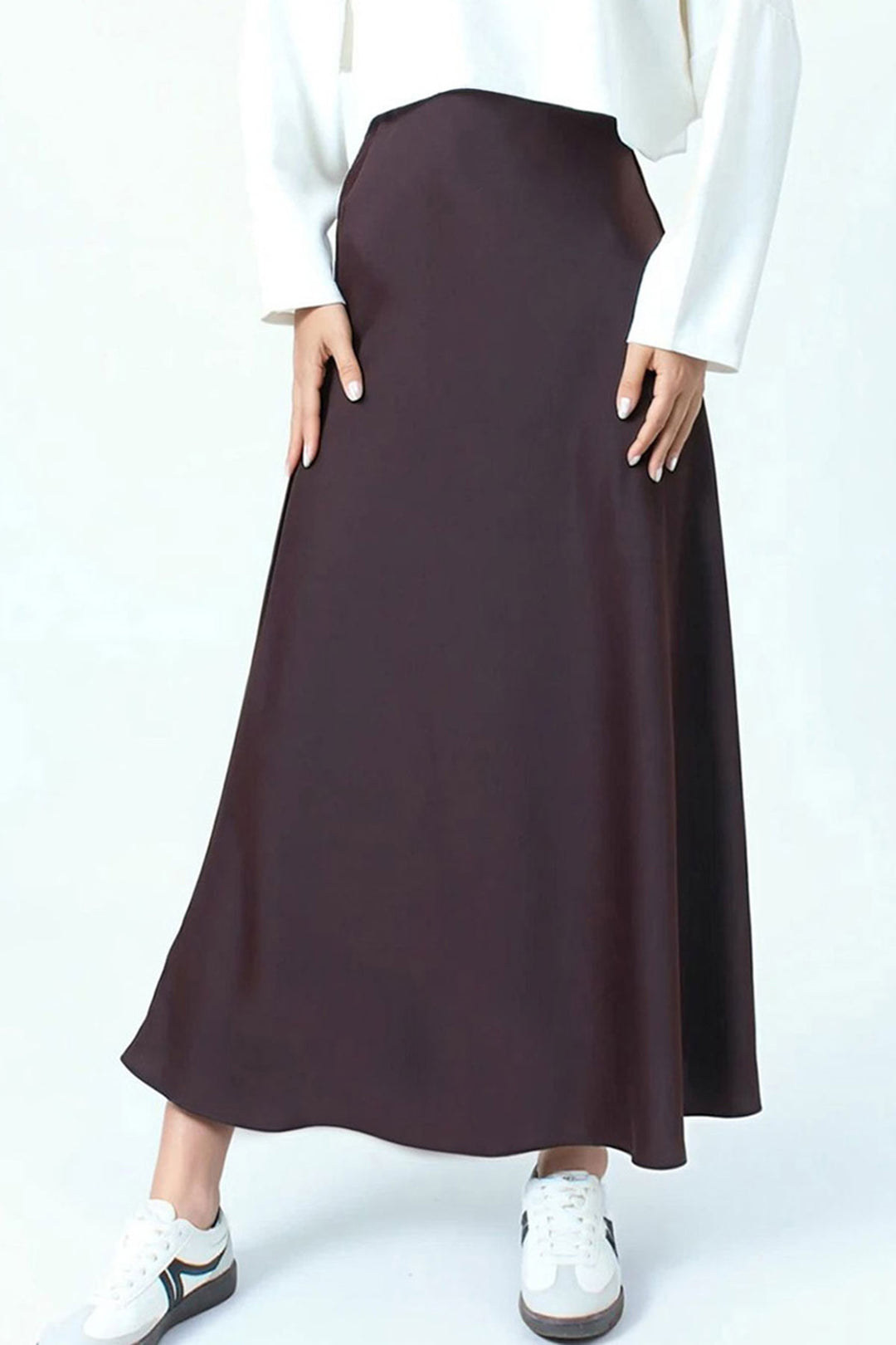 Bitter Coffee High Waisted Basic Satin Skirt BCHCA-251231 - Halle