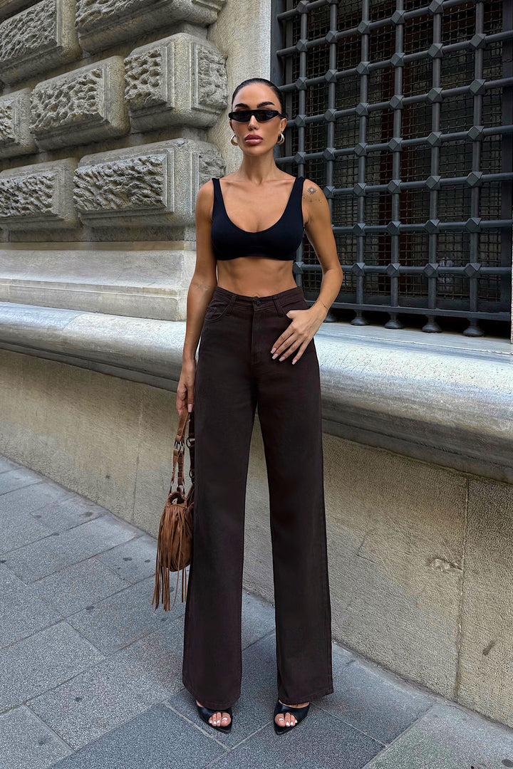 Bitter Coffee High Waisted Flared Denim Pants BCDF-254000 - Leesburg