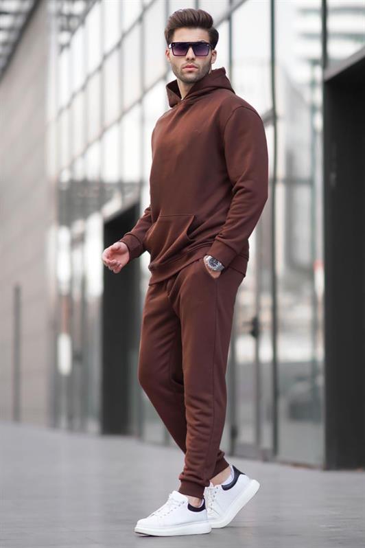 MDX Plain Brown Hooded Basic Tracksuit 5928 - Montemorelos