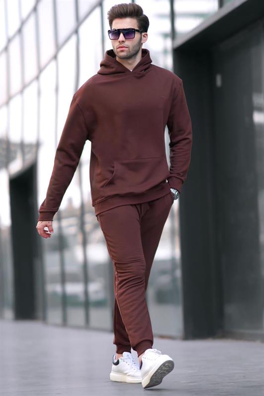 MDX Plain Brown Hooded Basic Tracksuit 5928 - Montemorelos