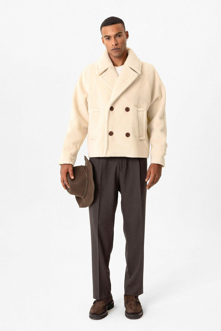 ANT Antioch Open Beige Wrap Crop Fit Men's Coat - La Presa