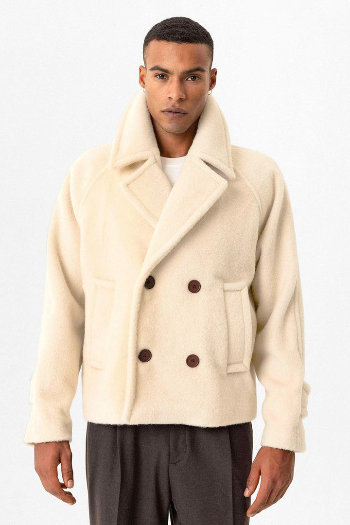 ANT Antioch Open Beige Wrap Crop Fit Men's Coat - La Presa